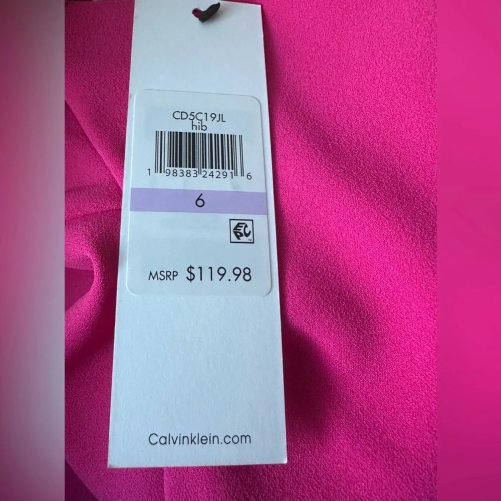 🩷 NWT! Pink CALVIN KLEIN Puff Sleeve Sheath Dress - Size 6 - Picture 6 of 9